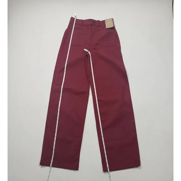 Madewell Emmett Wide-Leg Pants Women's Size 23 Claret Red Patch Pocket Edition - Picture 5 of 16